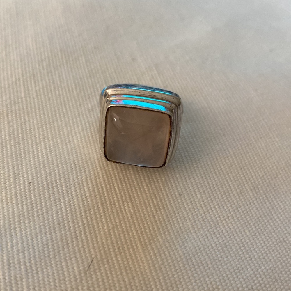 Sterling Silver Square Moonstone Statement Ring - Grey - Picture 3 of 7